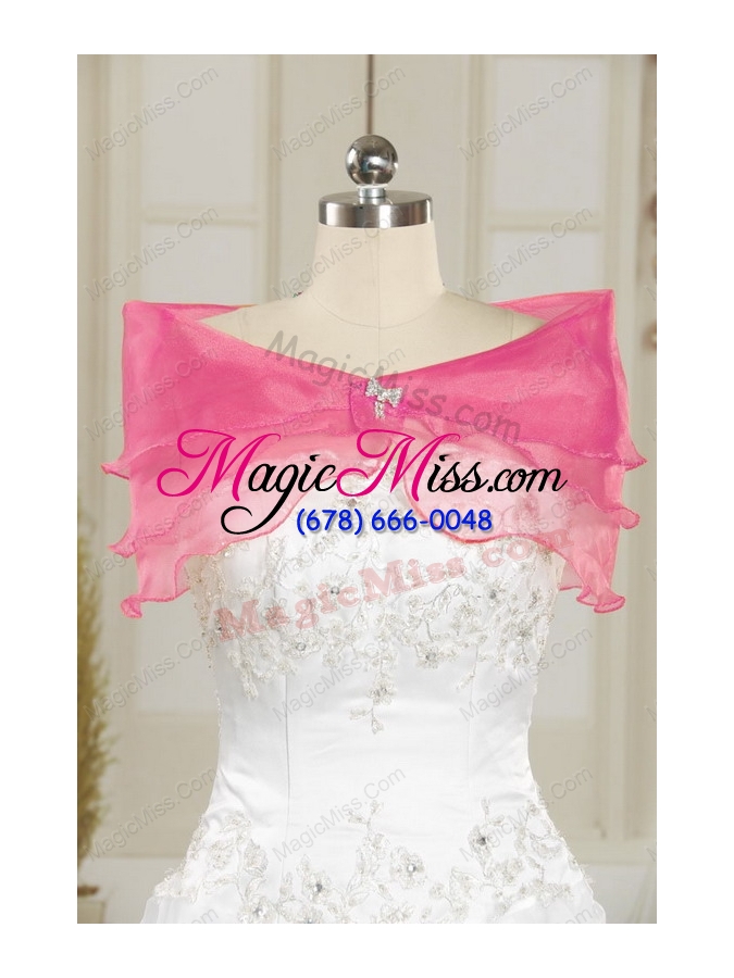 wholesale 2015 modest light pink quinceanera dresses with appliques