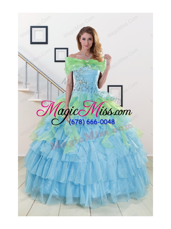 wholesale pretty strapless 2015 quinceanera dresses with beading