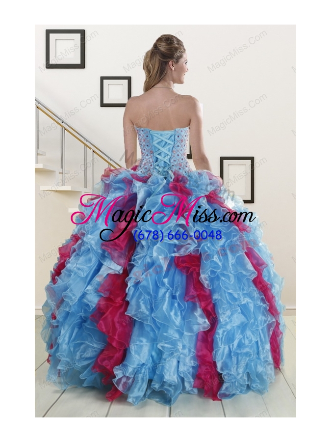 wholesale fashionable beading quinceanera dresses in multi-color for 2015
