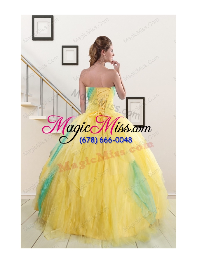 wholesale classical multi color quinceanera dresses with hand made flowers for 2015