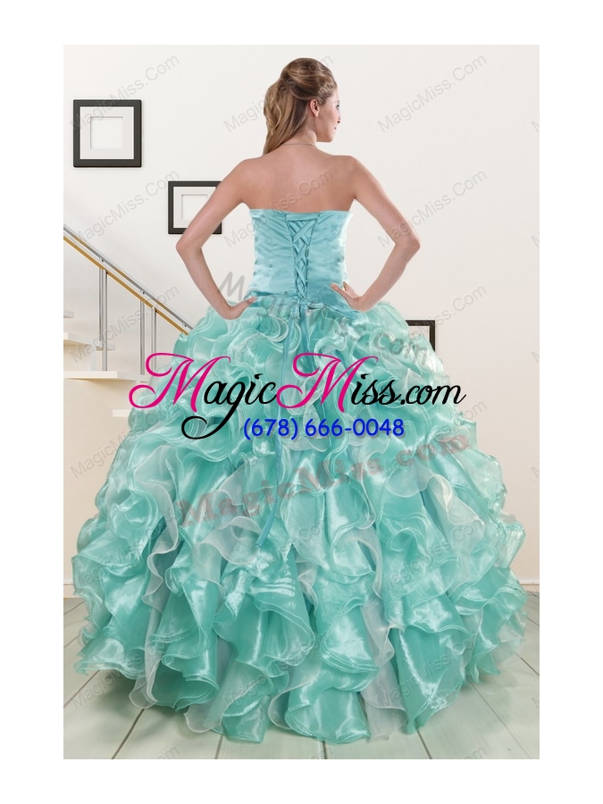 wholesale beautiful beading sweet 16 dresses in apple green for 2015