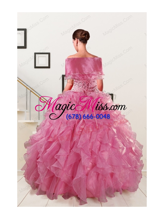 wholesale 2015 sweetheart pink quinceanera dresses with beading