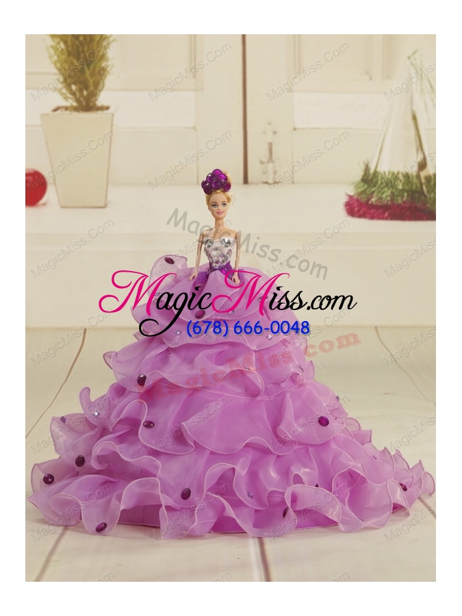 wholesale 2015 new style appliques and ruffles quinceanera dresses in lilac