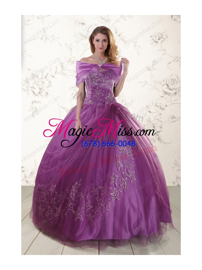 wholesale 2015 new style sweetheart purple quinceanera dresses with embroidery
