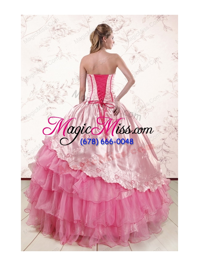 wholesale new style sweetheart pink quinceanera dresses with embroidery