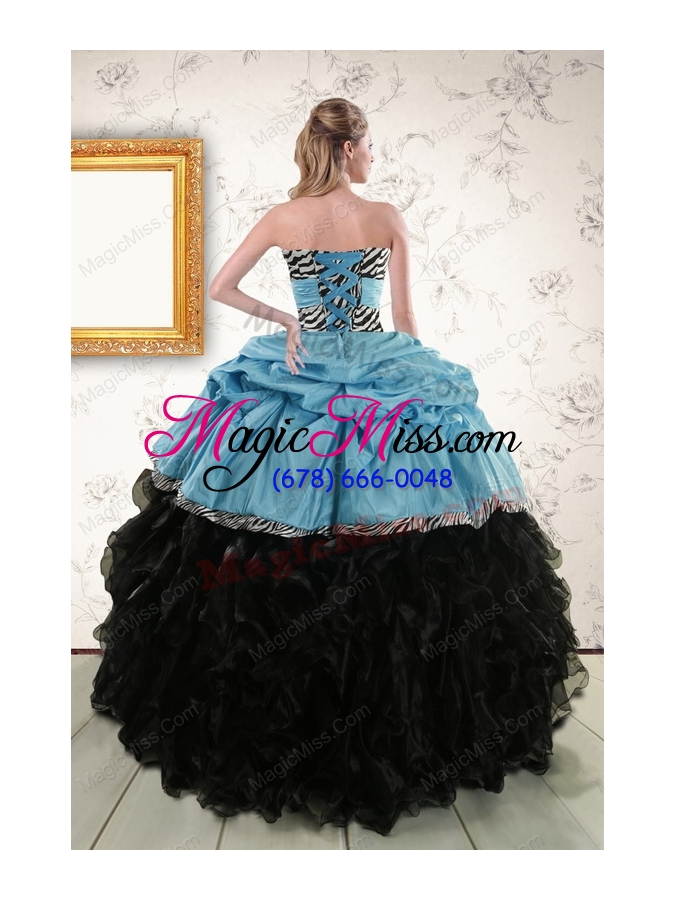wholesale new style ruffles 2015 quinceanera dresses with zebra and belt