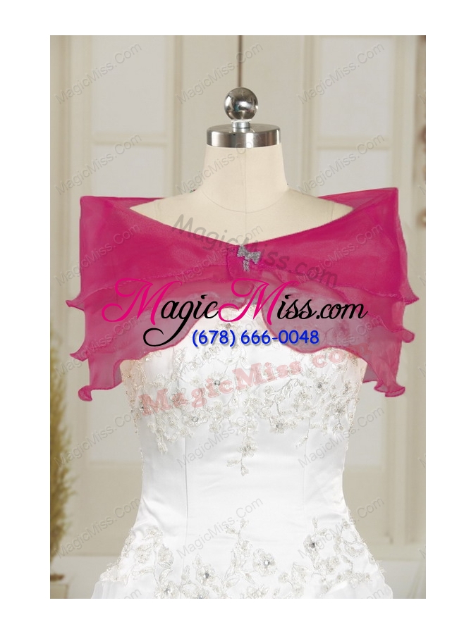 wholesale new style lace appliques hot pink  quinceanera gowns for 2015