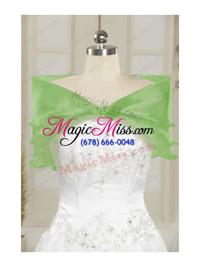 wholesale 2015 new style green quinceanera dresses with beading and ruffles