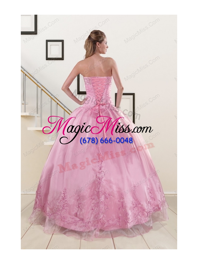 wholesale beading and appliques baby pink quinceanera dresses for 2015