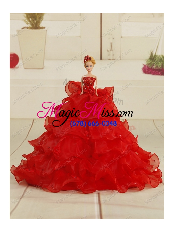wholesale 2015 ball gown beading quinceanera dresses in red
