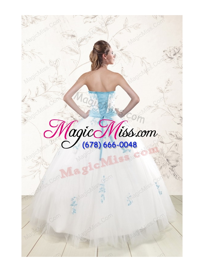 wholesale cheap white ball gown quinceanera dresses with appliques and beading