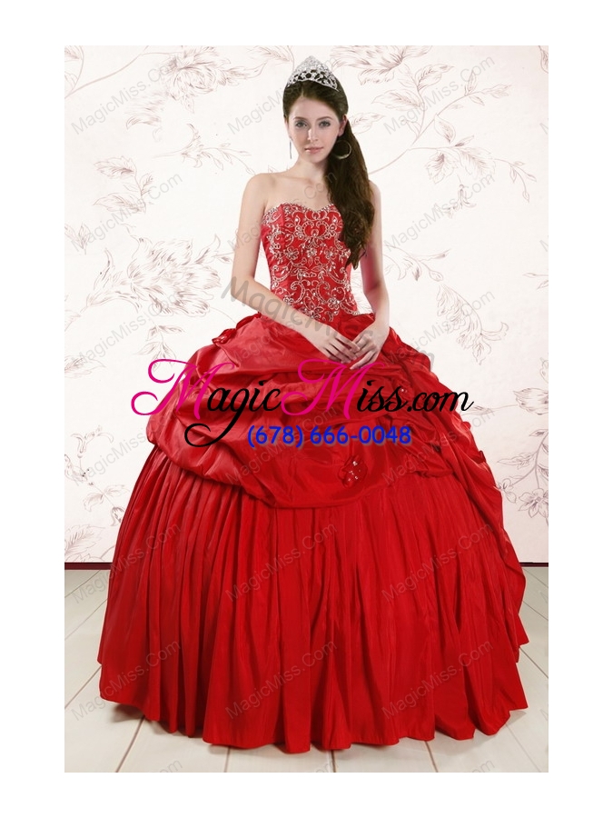 wholesale 2015 discount sweetheart beading quinceanera dresses in red