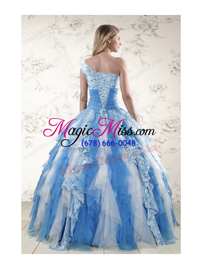 wholesale multi color one shoulder printed quinceanera dresses for 2015