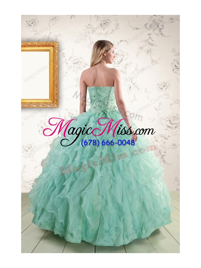 wholesale 2015 pretty sweetheart beading quinceanera dresses in apple green