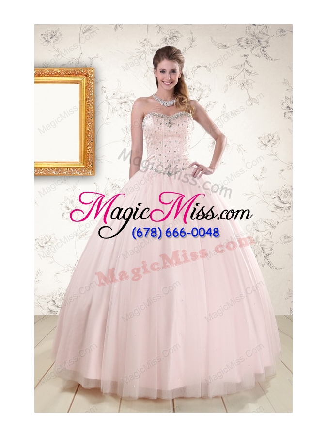 wholesale 2015 beading ball gown quinceanera dresses in light pink