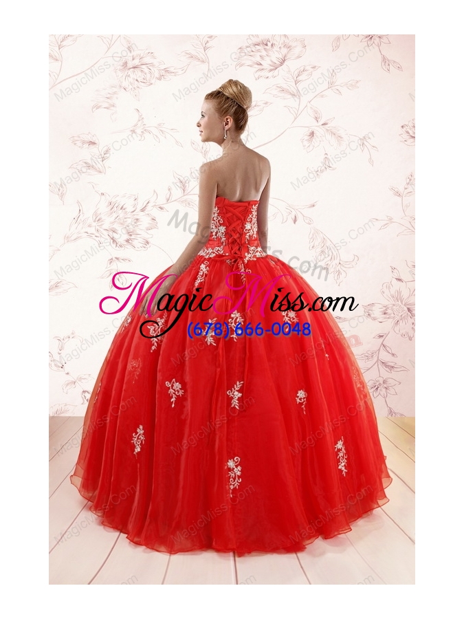 wholesale most popular red puffy quinceanera dresses with appliques