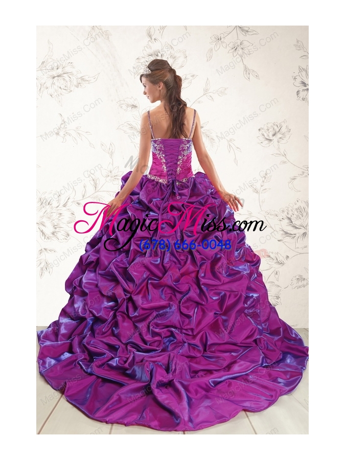 wholesale classic ball gown embroidery court train quinceanera dresses in purple