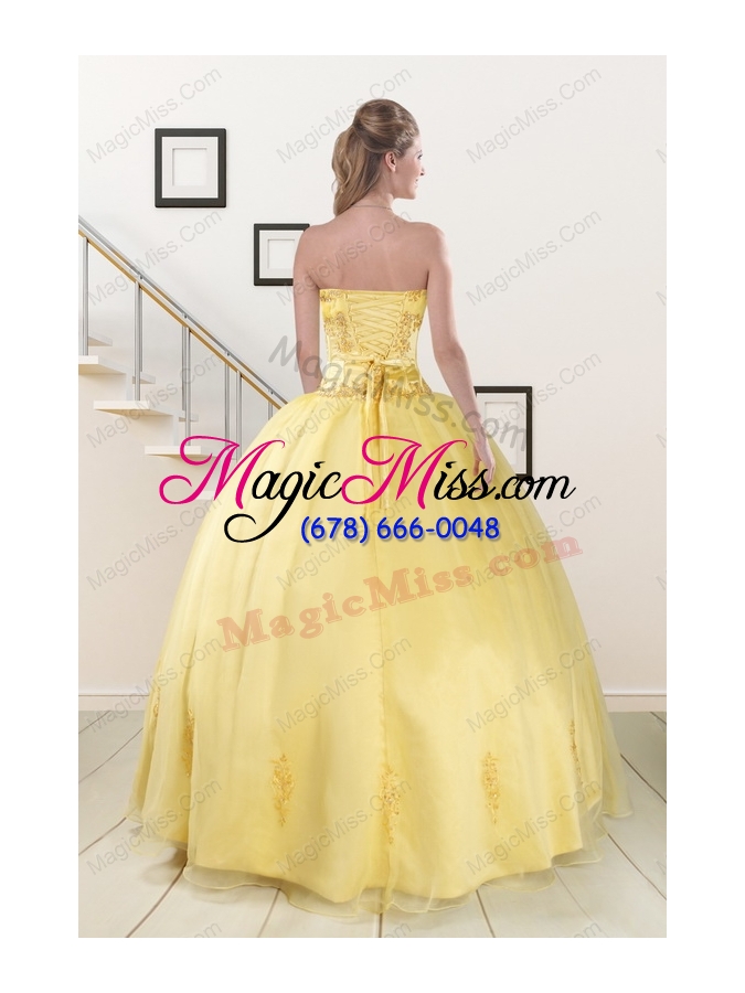 wholesale wonderful yellow 2015 quinceanera dresses with strapless