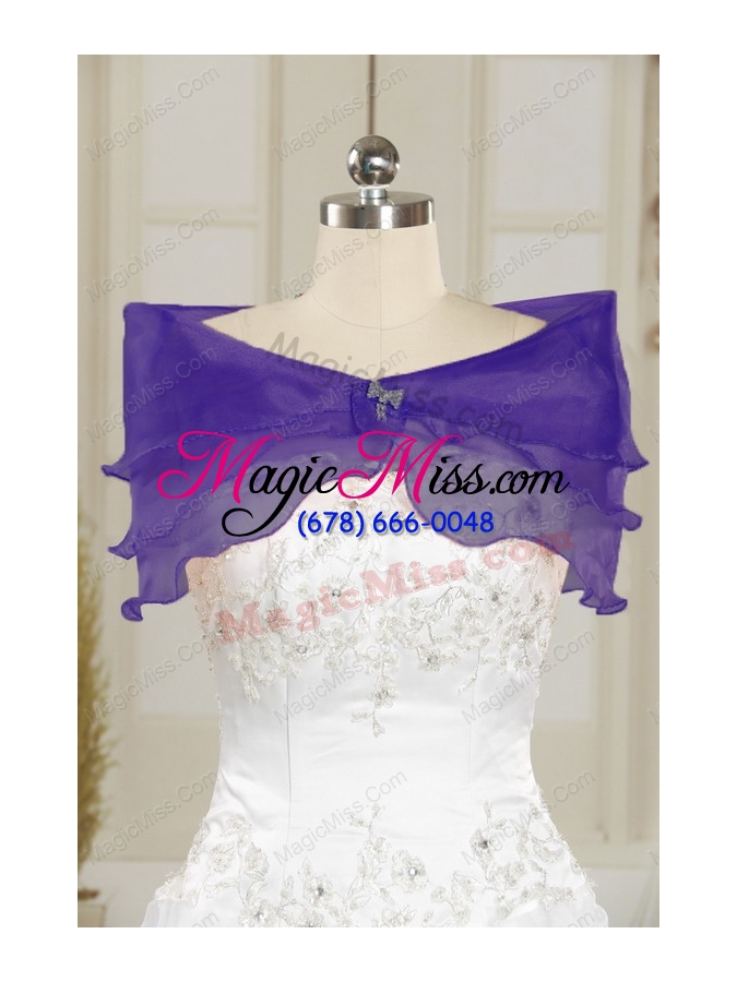 wholesale 2015 beaded and pick ups purple quinceanera dresses with brush train