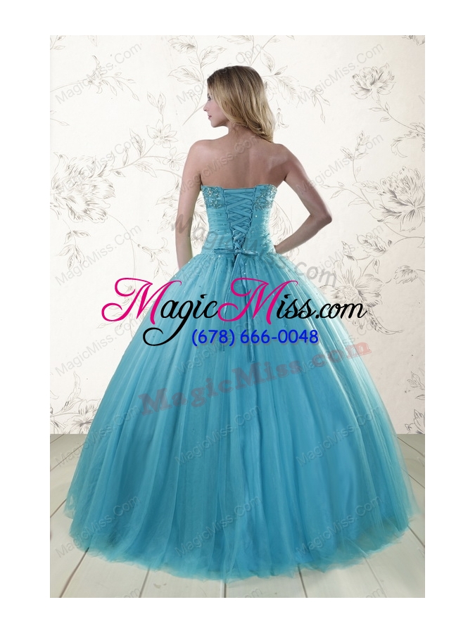 wholesale 2015 new style sweetheart baby blue quinceanera dresses with appliques