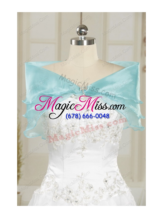 wholesale 2015 new style strapless beaded quinceanera dresses in aqua blue