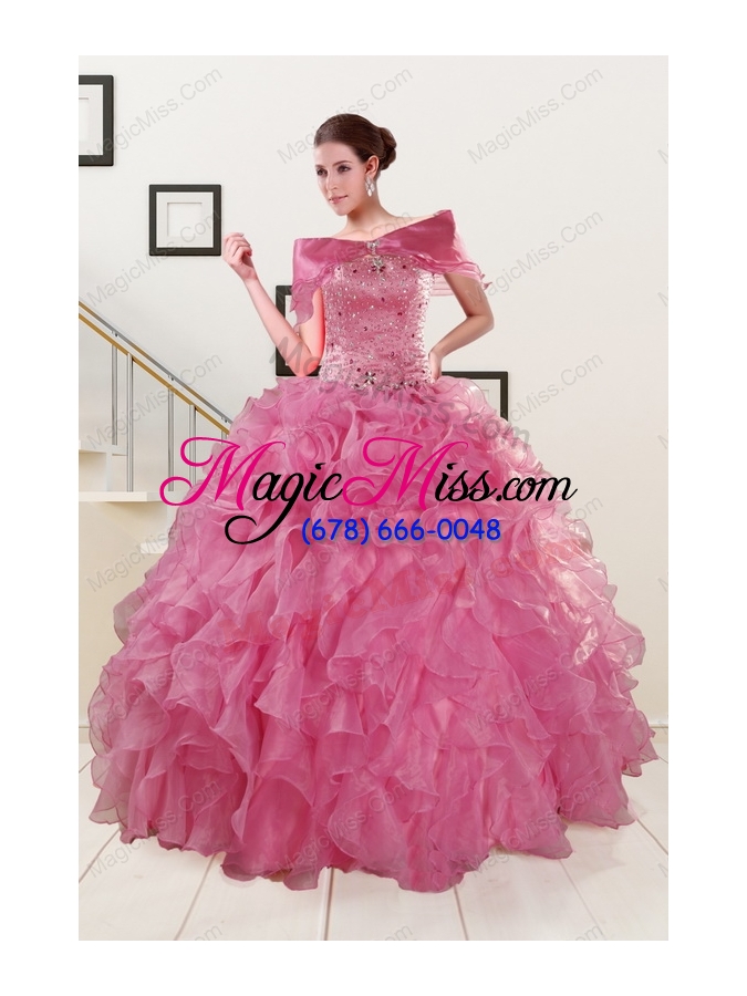 wholesale pink 2015 pretty quinceanera dresses sweetheart with ruffles
