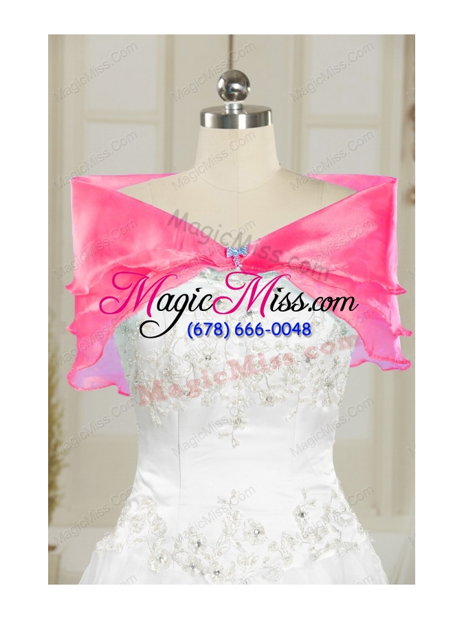 wholesale 2015 modest sweetheart embroidery quinceanera dress in hot pink