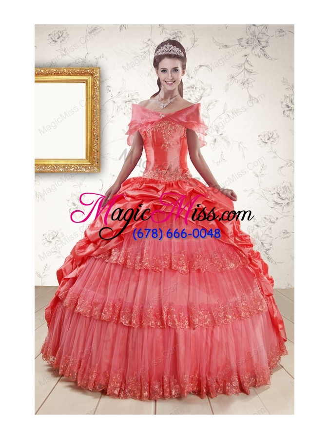 wholesale new style appliques quinceanera dresses in watermelon
