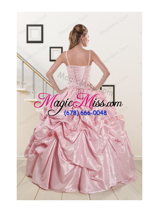 wholesale 2015 sweet spaghetti straps quinceanera dresses in pink