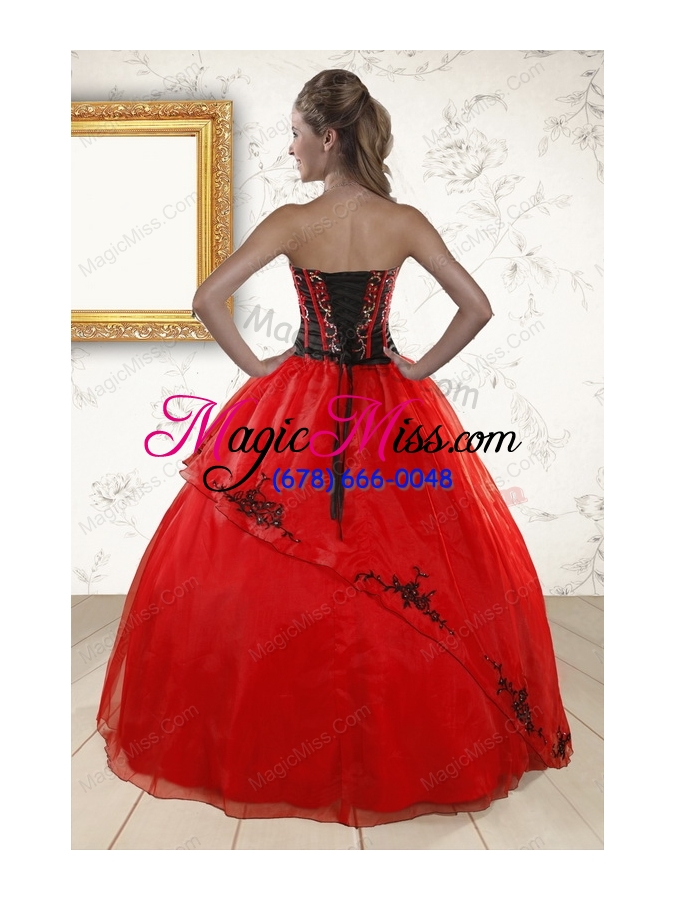 wholesale red appliques strapless quinceanera dresses for 2015