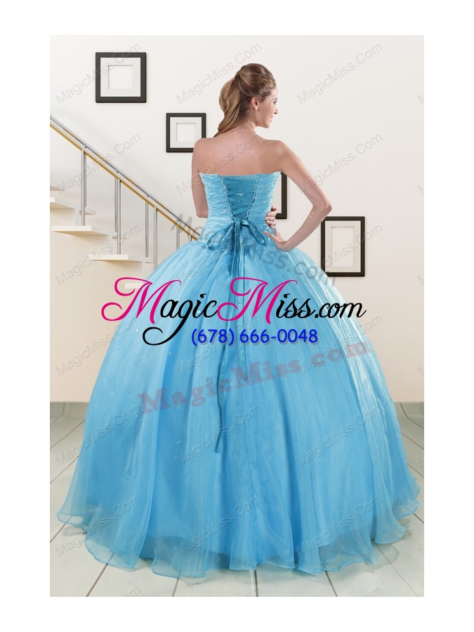 wholesale aqua blue super hot puffy sweet 16 dresses for 2015