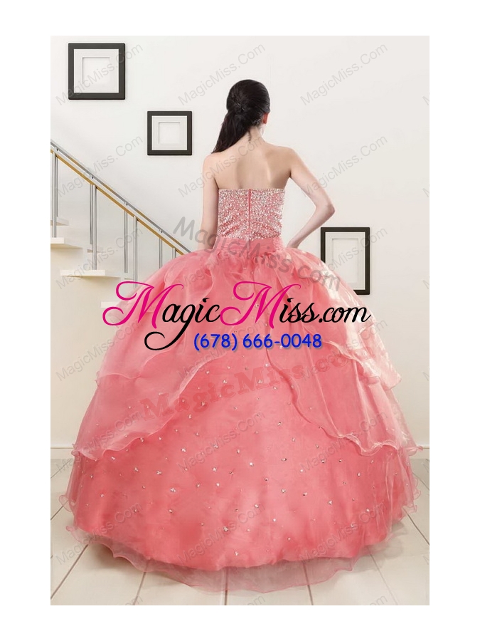 wholesale watermelon sweetheart beading appliques ball gown sweet 16 dresses