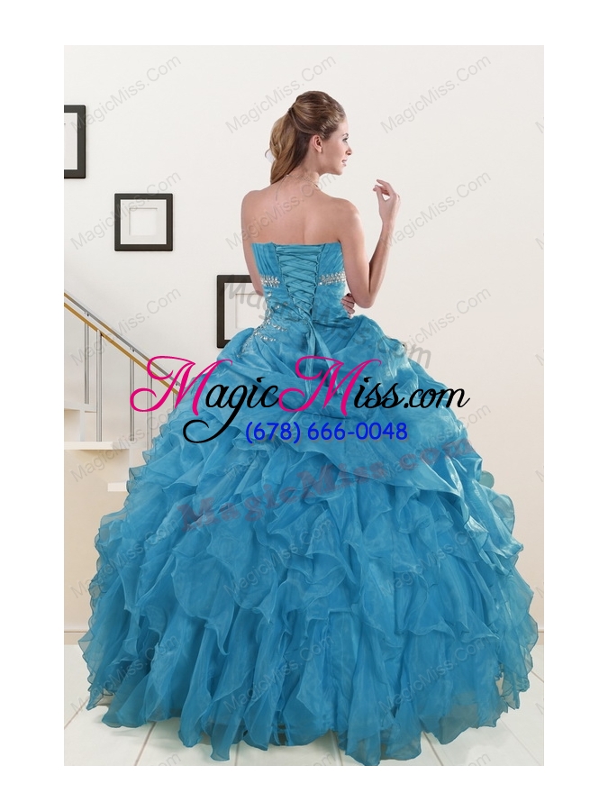 wholesale 2015 luxurious strapless quinceanera dresses with beading and ruffles