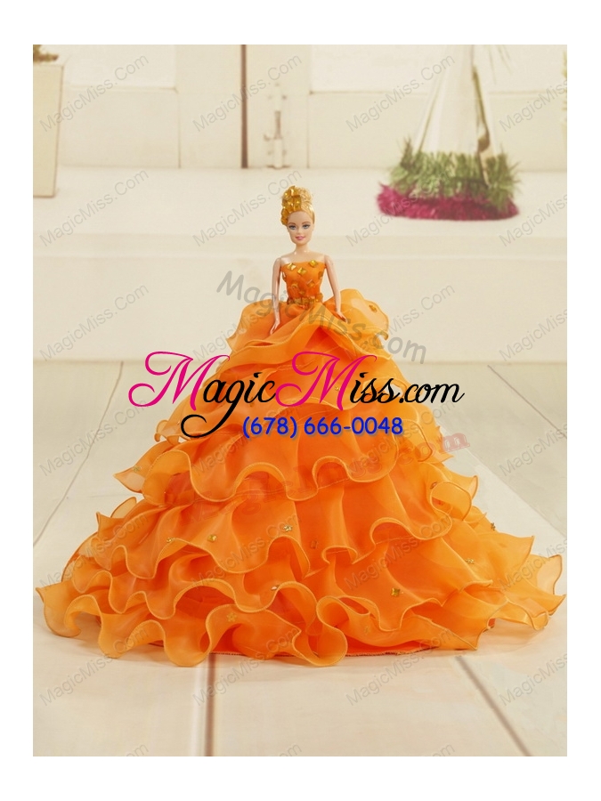 wholesale 2015 exclusive appliques quinceanera dresses in orange red and black