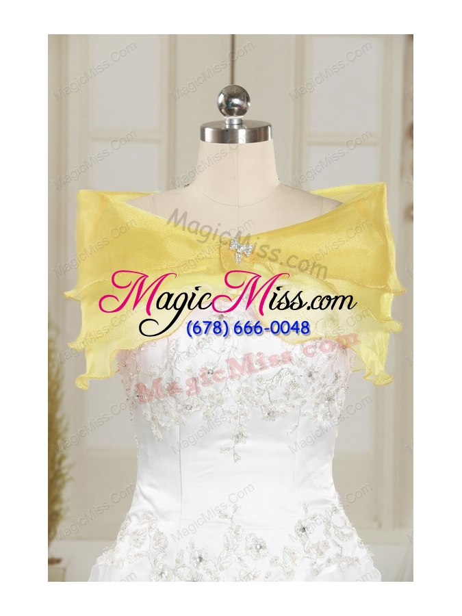 wholesale romantic yellow sequined quinceanera dress with strapless