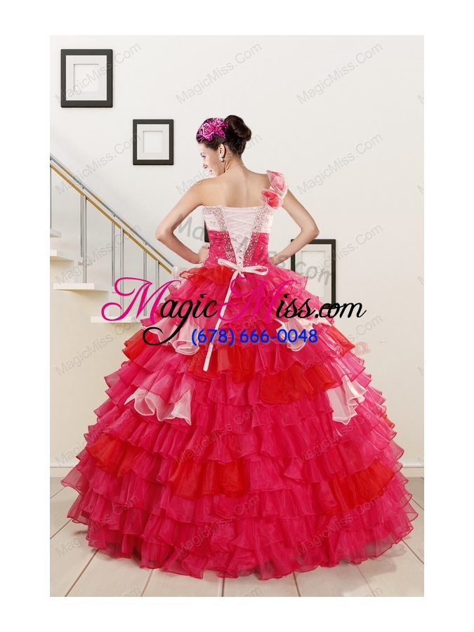 wholesale 2015 one shoulder pretty quinceanera dresses in multi color