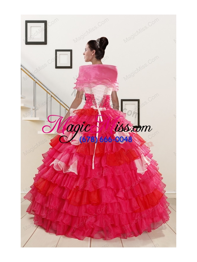 wholesale 2015 one shoulder pretty quinceanera dresses in multi color