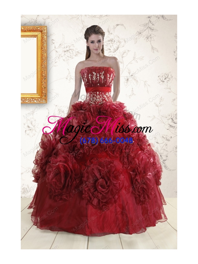 wholesale unique quinceanera dresses with hand made flowers for 2015