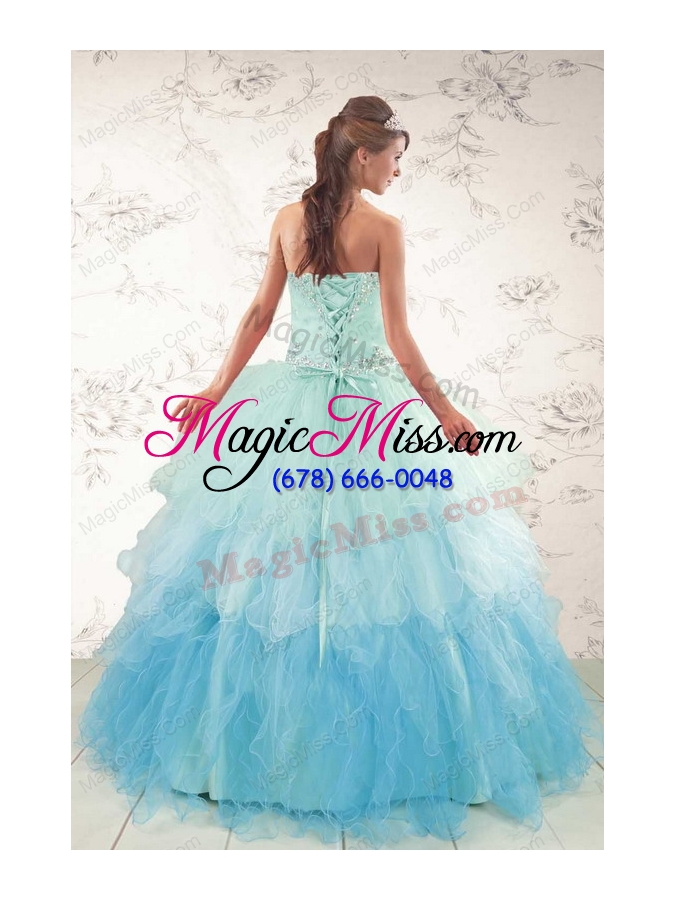 wholesale fashionable multi color 2015 quinceanera dresses with beading and ruffles
