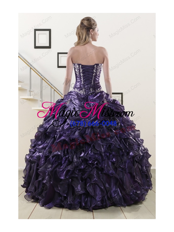 wholesale 2015 unique sweetheart purple quinceanera dresses with appliques