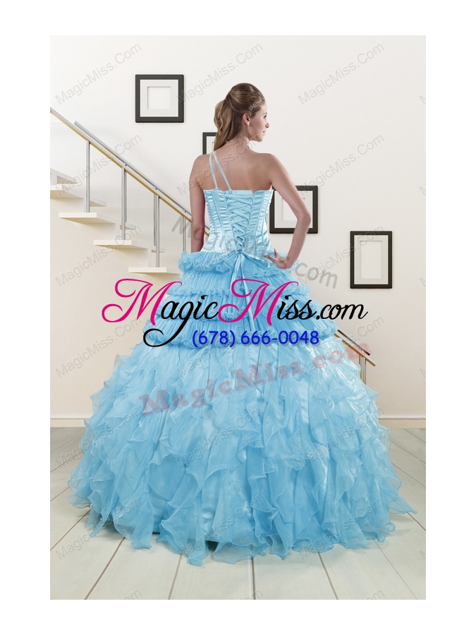wholesale 2015 unique baby blue sweet 15 dresses with beading