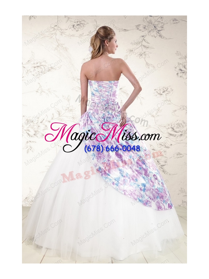 wholesale 2015 unique puffy multi-color quinceanera dresses with beading