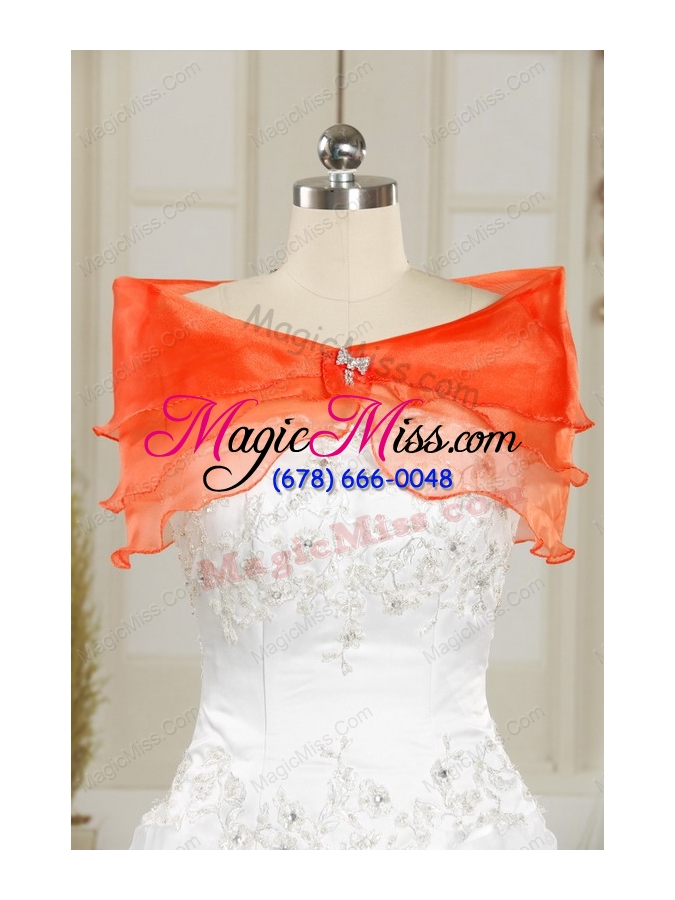 wholesale unique strapless appliques sweet 16 dresses in orange red