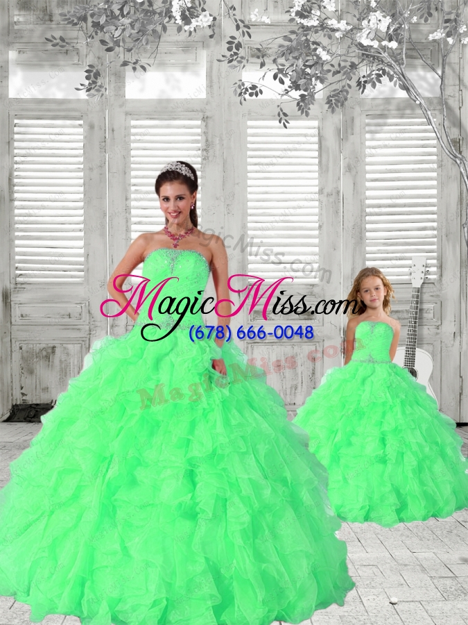 wholesale popular beading and ruching princesita dress in green for 2015