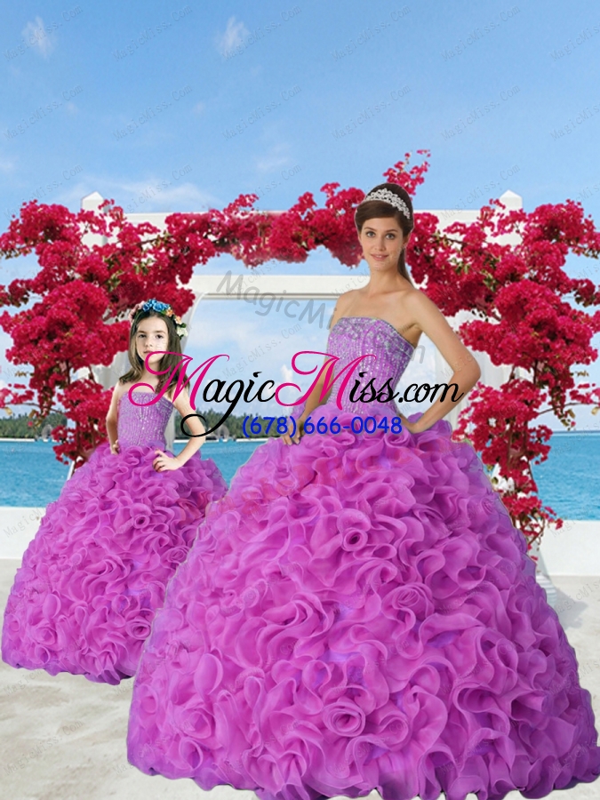 wholesale 2015 new style fuchsia princesita dress with beading and ruffles