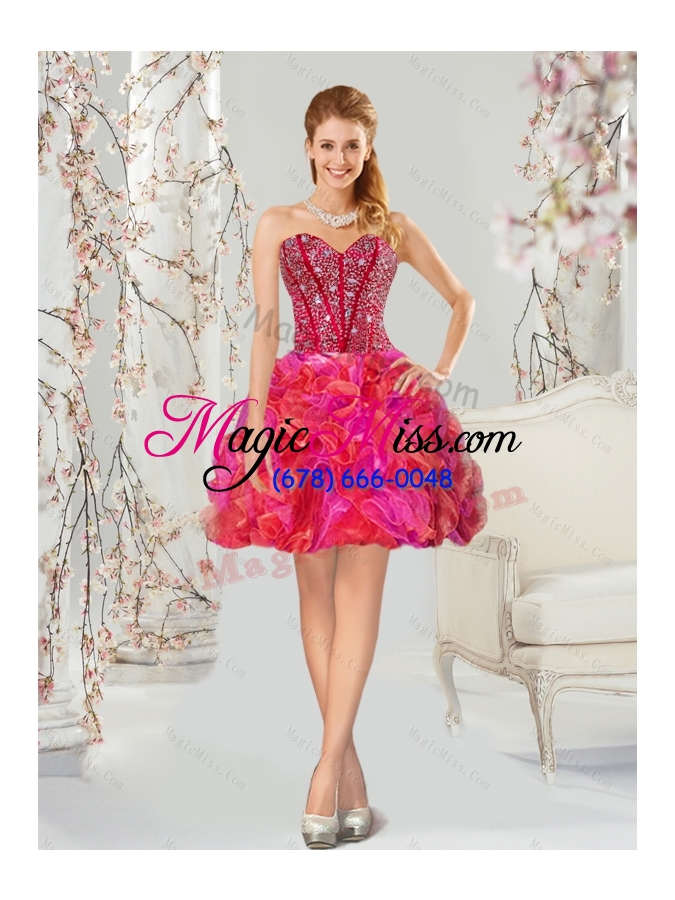 wholesale 2015 detachable unique beading and ruffles multi-color quince dresses