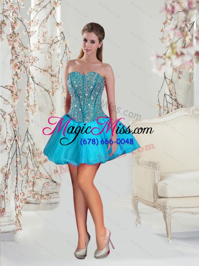 wholesale detachable aqua blue sweet 15 dresses with beading and ruffles for 2015