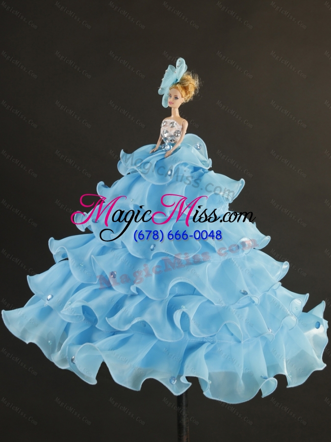 wholesale detachable aqua blue sweet 15 dresses with beading and ruffles for 2015