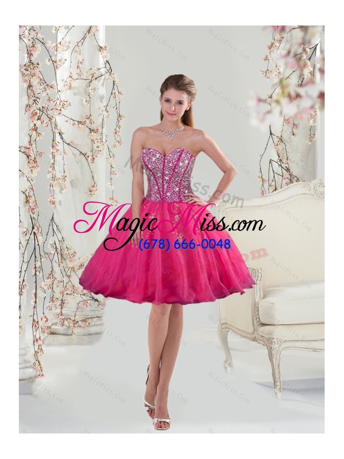 wholesale 2015 sweetheart hot pink sequins and appliques quinceanera dresses