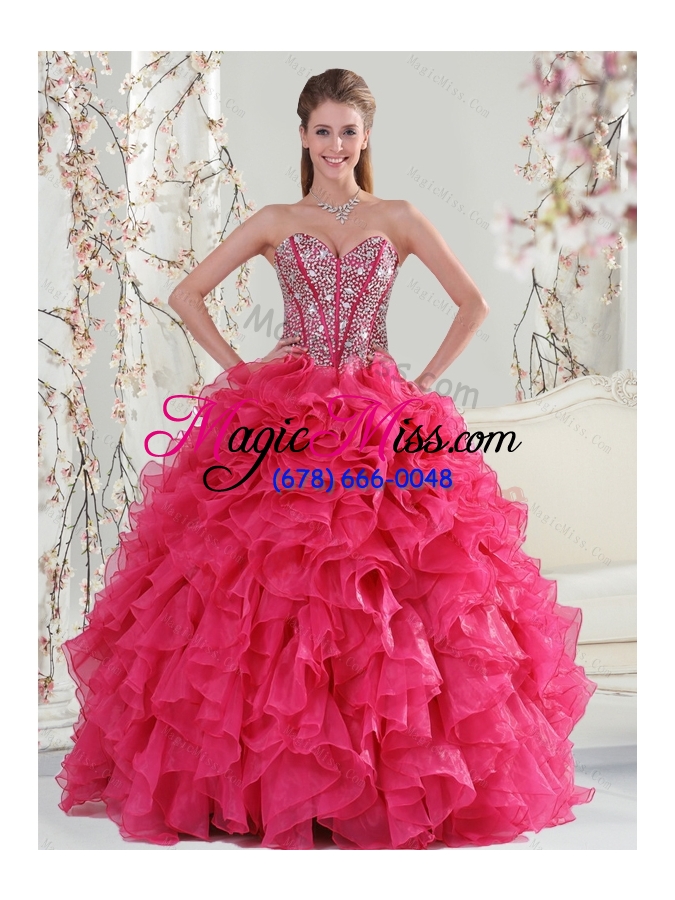 wholesale detachable beading and ruffles red quinceanera dresses for 2015